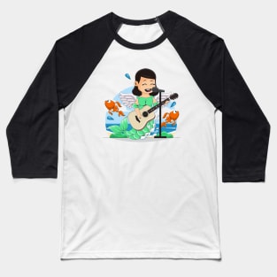 Mermaid cute singing playing guitar Baseball T-Shirt